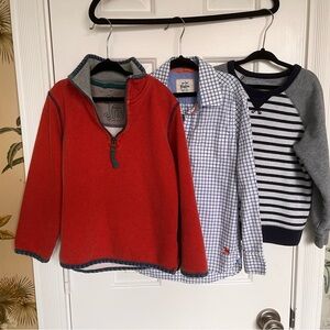 Mini Boden kids/boys 3 piece tops, half zip, button up & sweatshirt